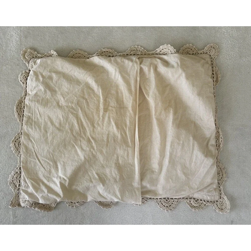 Crochet Lace Pillow Shams Set of 2 Floral Cotton 24x18 Romantic Boho Cottagecore